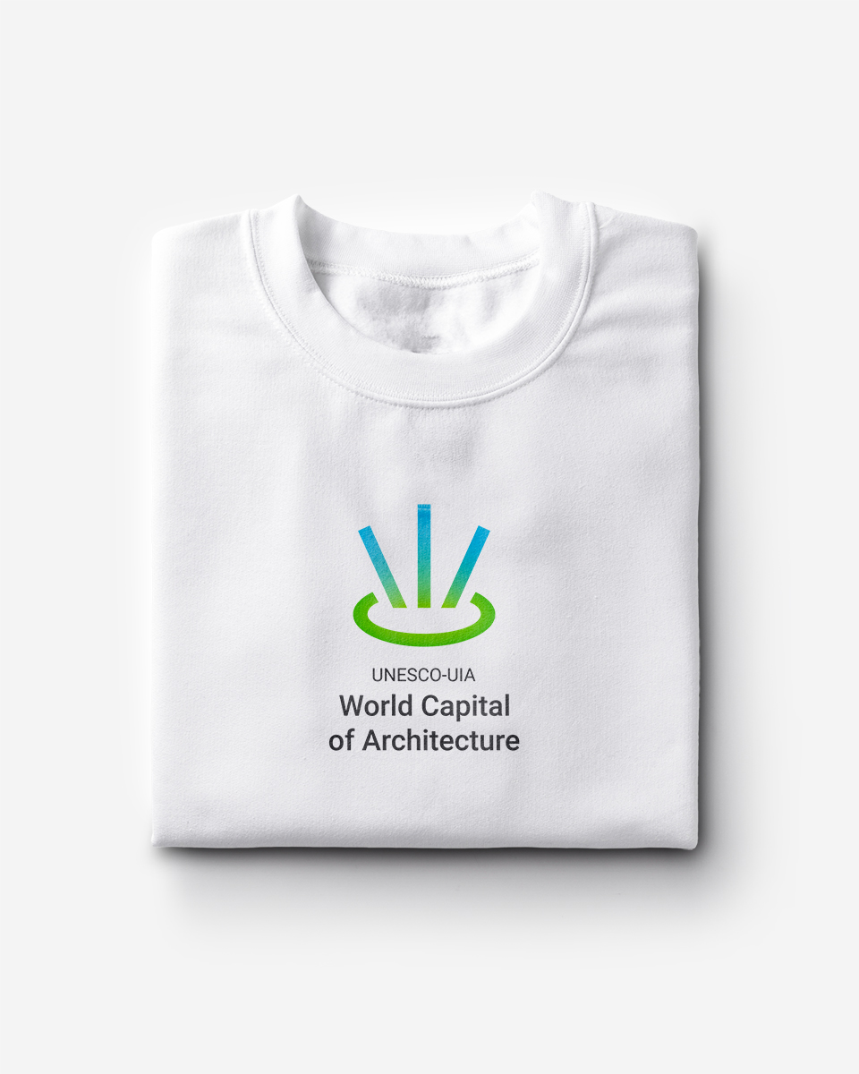 Progetto di una t-shirt con logo di World Capital of Architecture