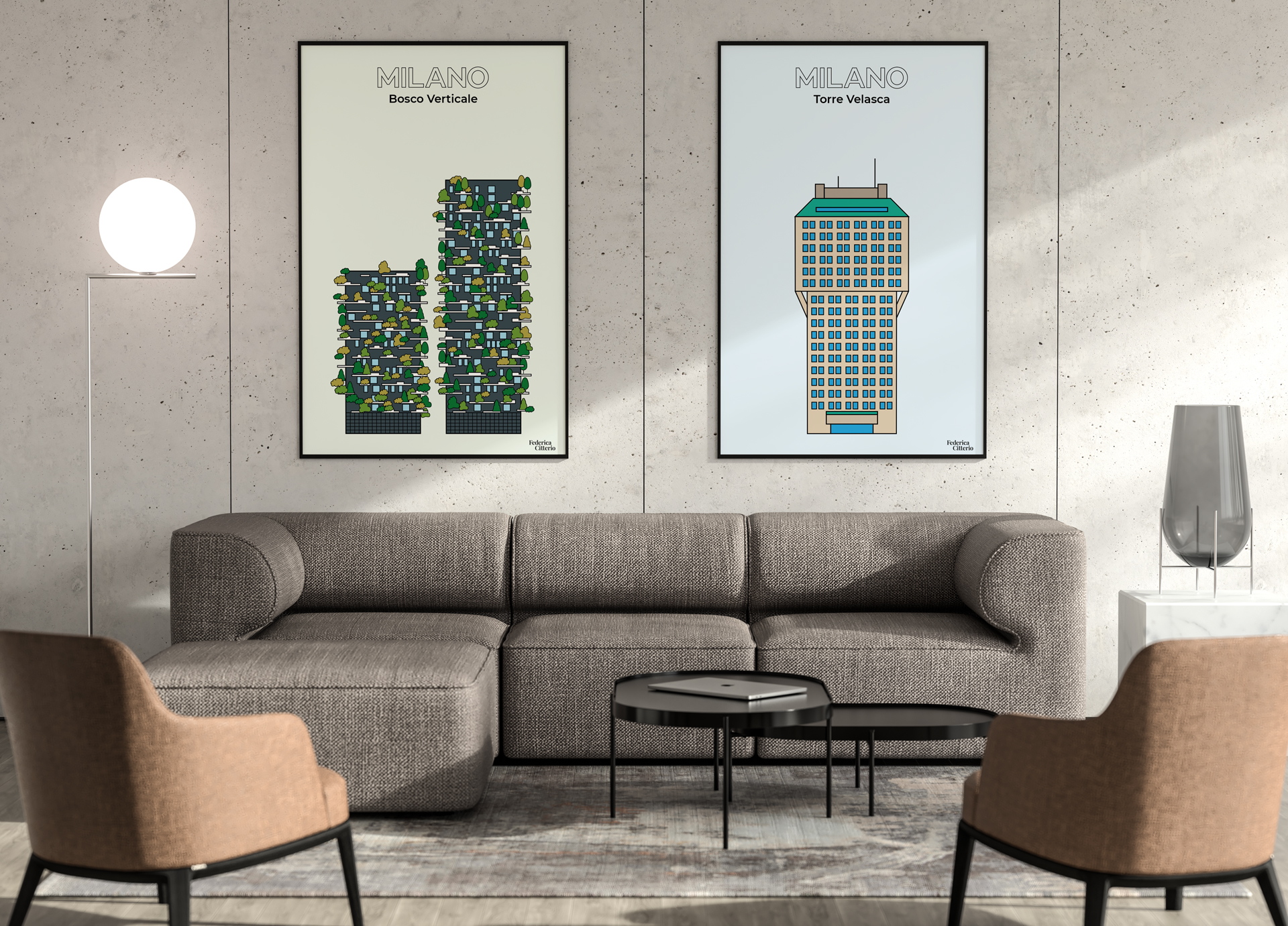 Poster del Bosco Verticale e Torre Velasca