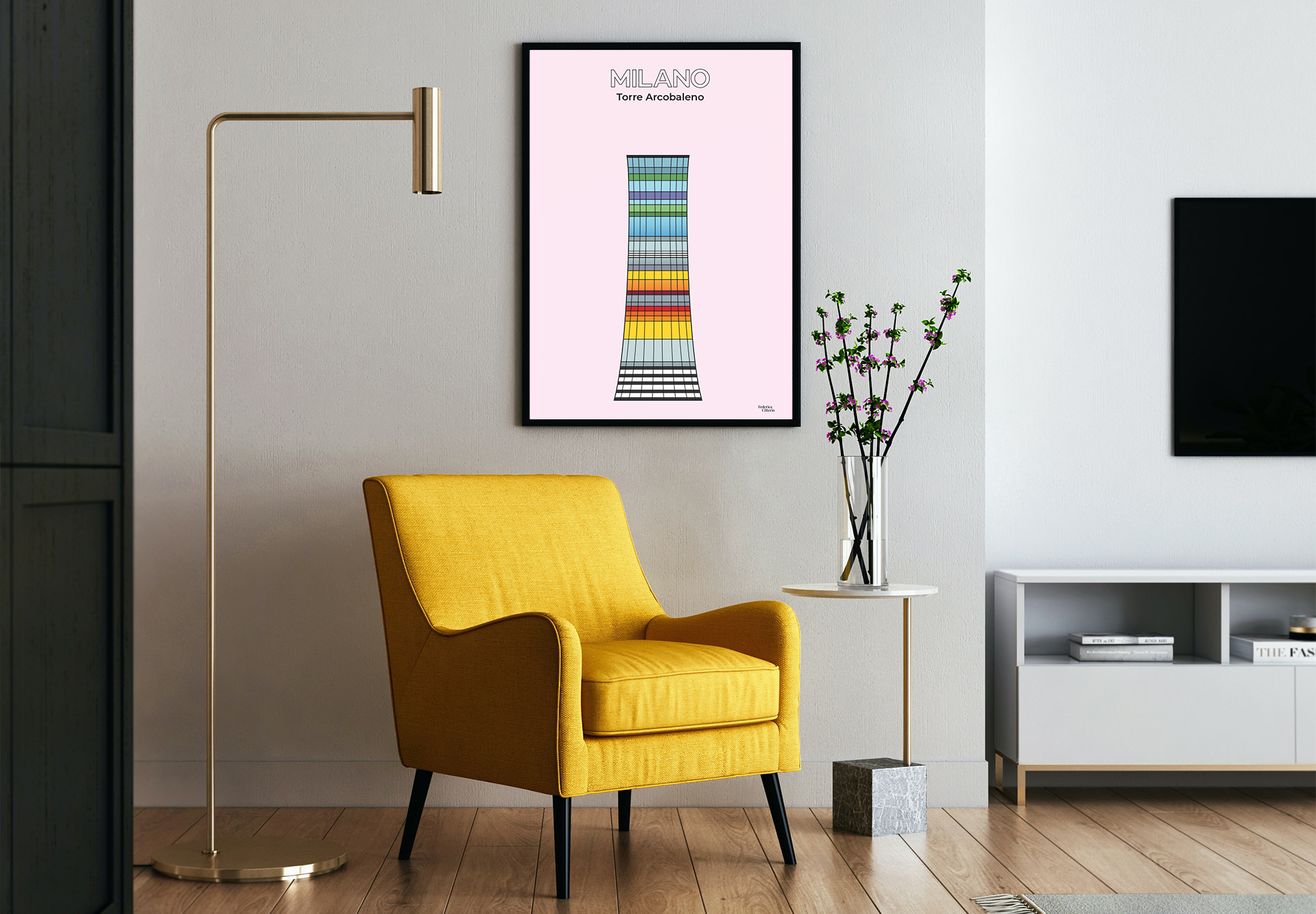 Poster con l'illustrazione della Torre Arcobaleno