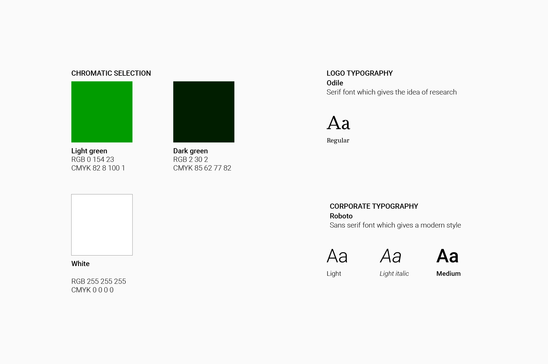 Chromatic selection and typography selection